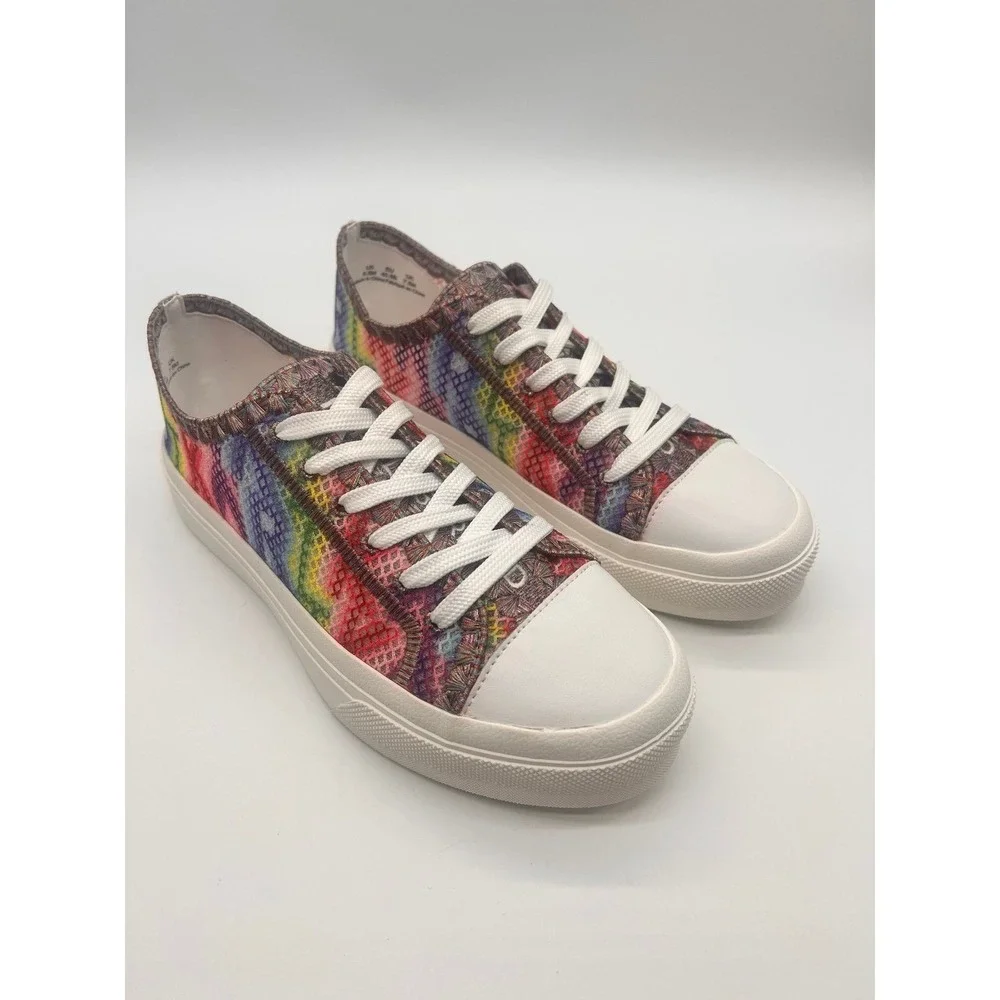 NEW Karl Lagerfeld Paris Gideon Multicolored Mesh Lace Up Sneakers W9.5